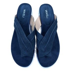 Van Eli Blue Leather Slide Thong Sandals. Size 10.
